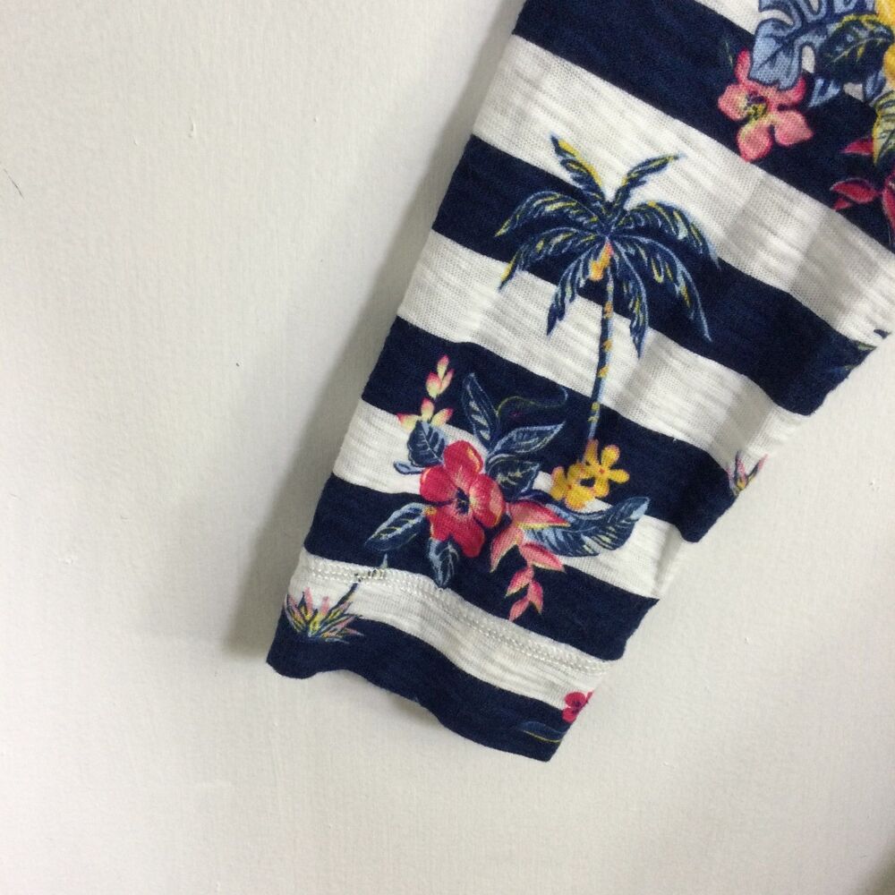 Tommy Bahama Womens Lanai and Order Floral Stripe Sweatshirt White Blue Size S - Picture 5 of 12